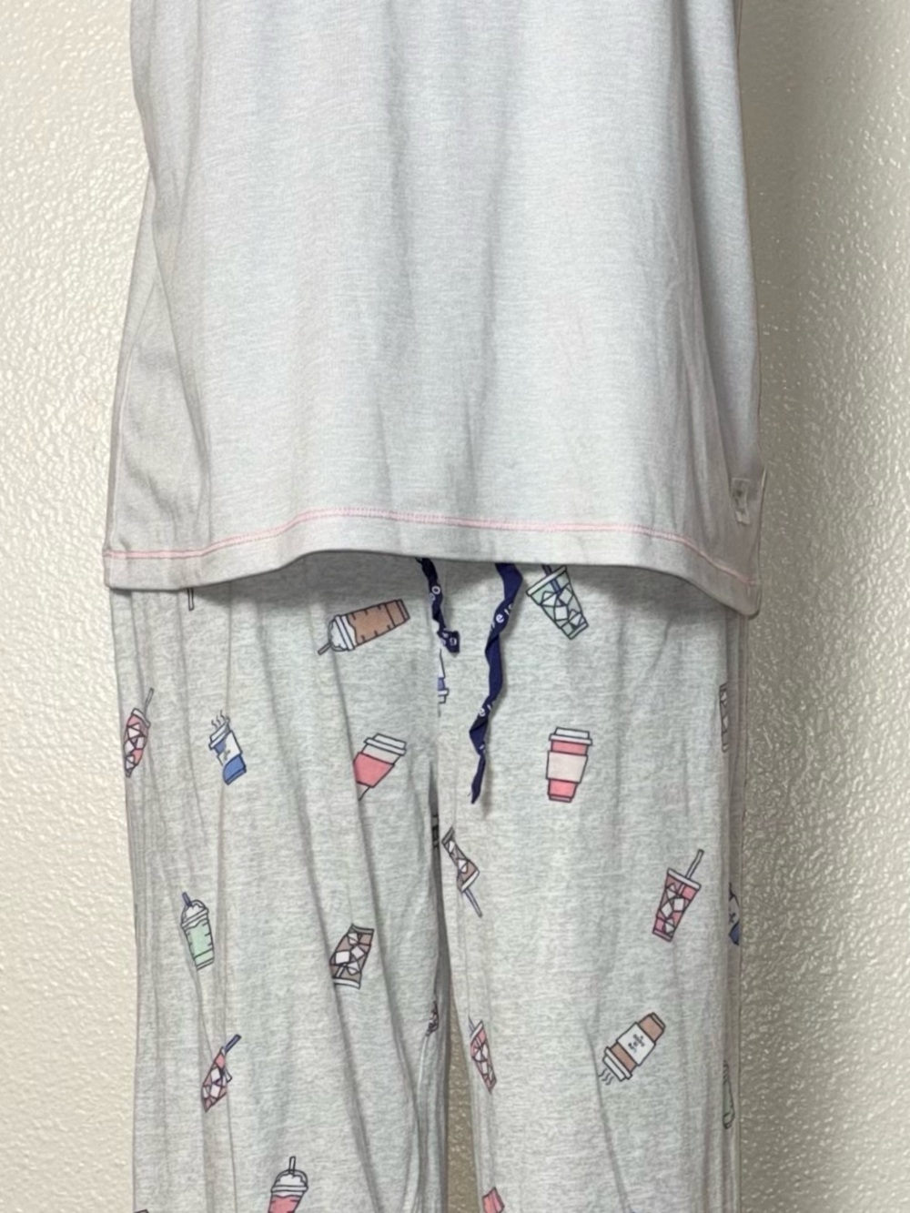 Life Is Good Pajama Set White Daisy Tank, Light Gray Lounge Pants women's medium - Picture 7 of 16